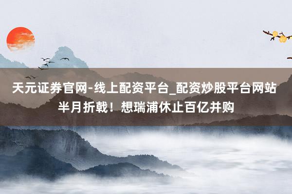天元证券官网-线上配资平台_配资炒股平台网站 半月折戟！想瑞浦休止百亿并购