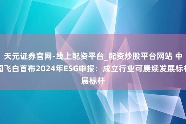 天元证券官网-线上配资平台_配资炒股平台网站 中国飞白首布2024年ESG申报：成立行业可赓续发展标杆