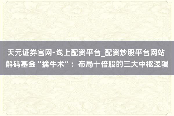 天元证券官网-线上配资平台_配资炒股平台网站 解码基金“擒牛术”：布局十倍股的三大中枢逻辑